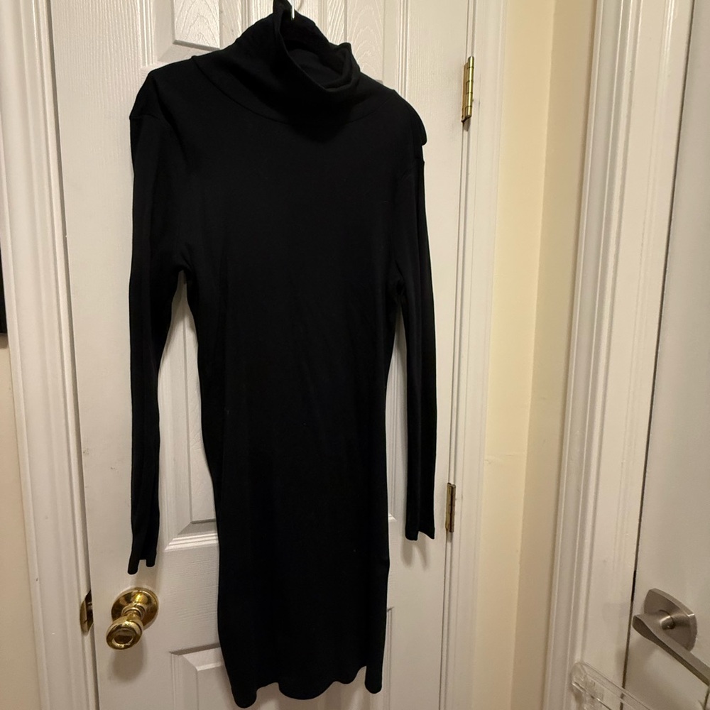 Isaac Mizrahi Essentials Black Turtleneck Dress Small
